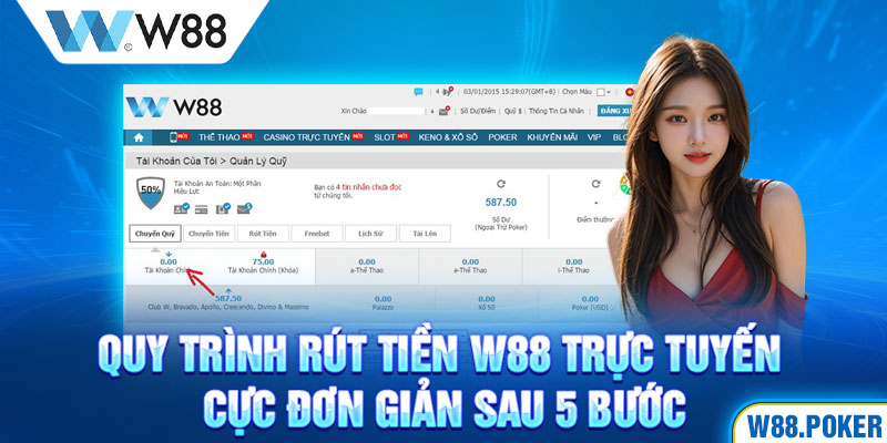 Quy trình rút tiền W88 trực tuyến cực đơn giản sau 5 bước